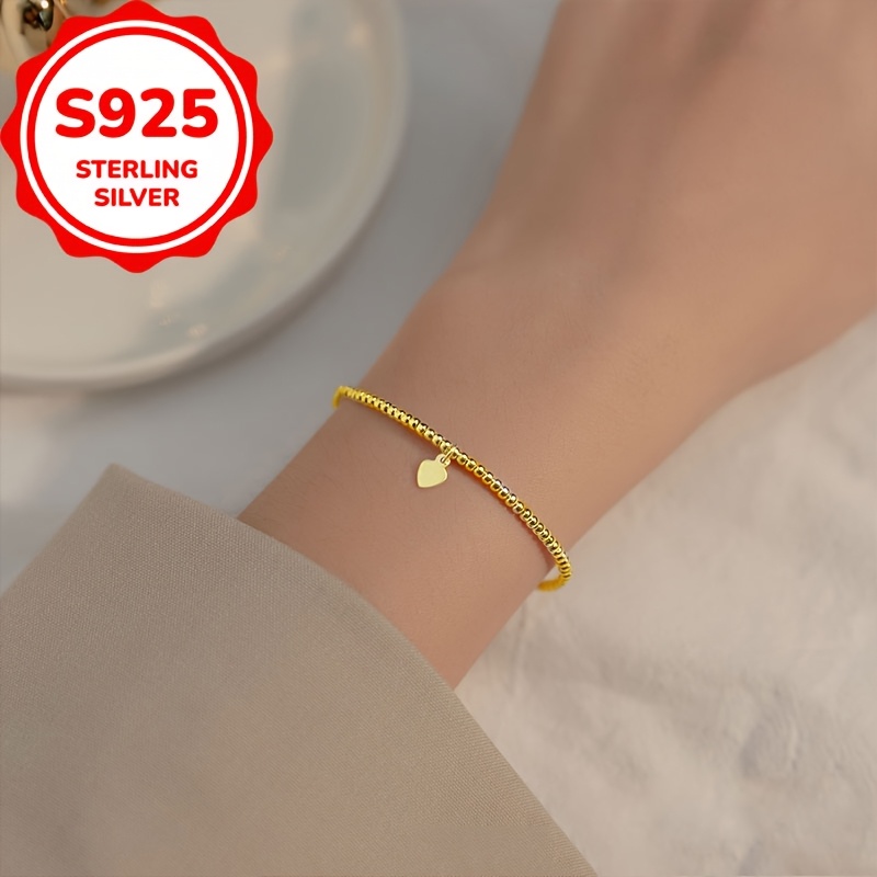 Women's S925 Silver Round Bead Bracelet, Unique Design